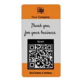 Étiquette Logo Code QR Merci pour votre entreprise (Devant)