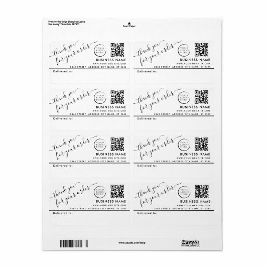 Étiquette Logo Code QR simple merci entreprise mailing (Feuille entière)