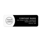 Étiquette Logo commercial noir et blanc adresse de retour (Devant)