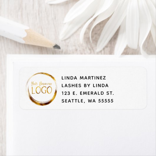 Étiquette Logo d'affaires circulaire sur le Promo blanc (En situation)