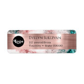 Étiquette Logo d'aquarelle rose turquoise (Devant)