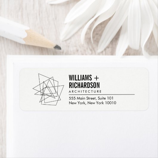 Étiquette Logo d'architecture géométrique Abstrait blanc/noi (En situation)
