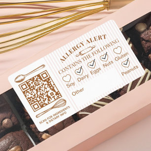 Étiquette Logo de la boulangerie chic Alerte d'allergie Pâti