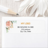 Étiquette Logo de l'entreprise florale en or rose adresse de (En situation)