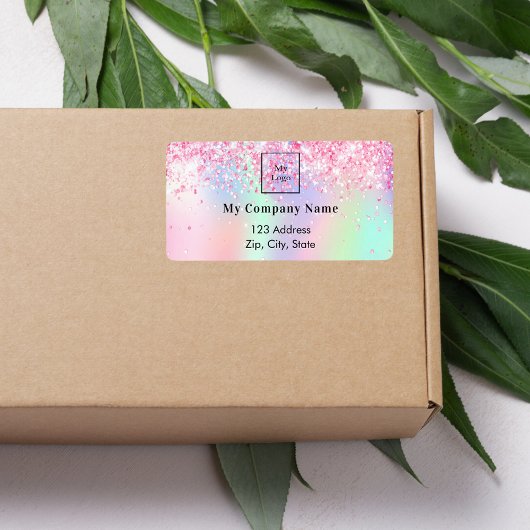 Étiquette Logo de l'entreprise rose vif adresse de retour