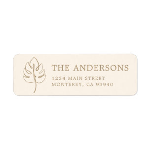Étiquette Logo de mariage personnalisé Monstera monogramme