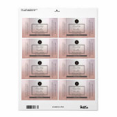 Étiquette Logo de parties scintillant en or rose simple et m (Feuille entière)