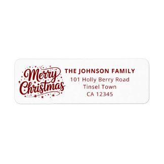 Étiquette Logo de typographie Joyeux Noël Adresse de retour