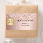 Étiquette Logo d'entreprise en or rose adresse de retour exp (En situation)