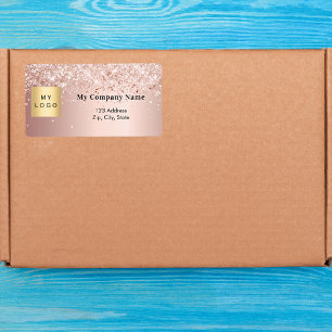 Étiquette Logo d'entreprise en or rose adresse de retour exp