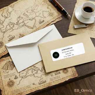 Étiquette Logo d'entreprise minimaliste Adresse noir et blan