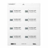 Étiquette Logo d'entreprise moderne White & Black Adresse de (Feuille entière)