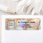 Étiquette Logo d'entreprise opale en or beige adresse de ret (En situation)
