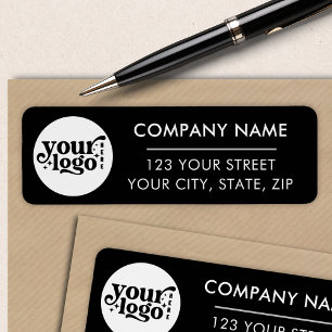 Étiquette Logo d'entreprise personnalisé Black Company Adres