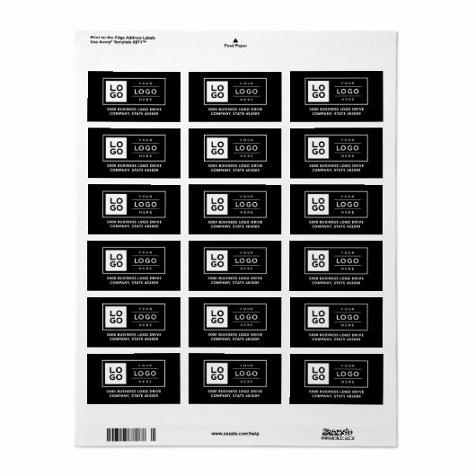 Étiquette Logo d'entreprise personnalisé Black Entreprise Ma (Feuille entière)