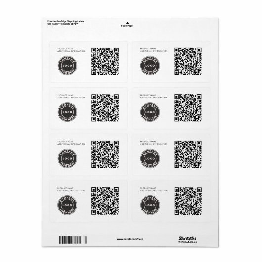 Étiquette Logo d'entreprise simple Code QR ID produit (Feuille entière)