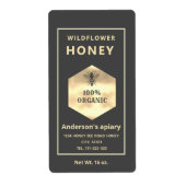 Étiquette Logo doré moderne de pot de miel d'abeille (Devant)