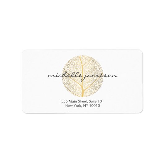 Étiquette Logo Elegant Gold Leaf sur Blanc (Devant)