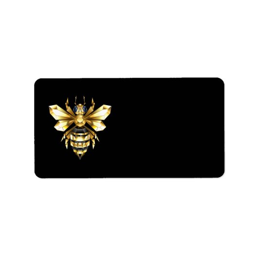 Étiquette Logo Faux Gold Foil Bee Polygonal sur Noir (Devant)