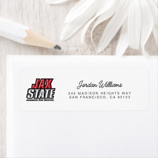Étiquette Logo JAX STATE de Jacksonville State University (En situation)