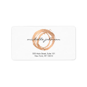 Étiquette Logo Luxe Faux Rose Gold Peint Cercle Designer