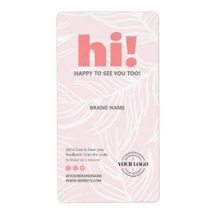 Étiquette Logo Merci Rose Pâle Boîte aux Feuilles Blanches S