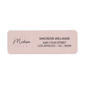 Étiquette Logo Monogram Blush Pink Modern Adresse de retour (Devant)