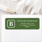 Étiquette Logo Monogramme classique vert personnalisé (En situation)