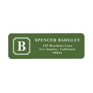 Étiquette Logo Monogramme classique vert personnalisé