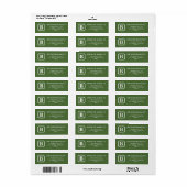 Étiquette Logo Monogramme classique vert personnalisé (Feuille entière)