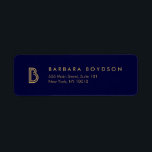 Étiquette LOGO MONOGRAMME INITIAL vintage MODERNE OR et MARI<br><div class="desc">Coordonner avec le modèle VINTAGE MODERNE GOLD and NAVY INITIAL MONOGRAM LOGO Business Card pour 12 h 01. L'initiale stylisée de votre nom devient un logo classique et moderne sur ces étiquettes d'adresse de retour personnalisées. © 1201AM CREATIVE</div>