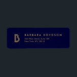 Étiquette LOGO MONOGRAMME INITIAL vintage MODERNE OR et MARI<br><div class="desc">Coordonner avec le modèle VINTAGE MODERNE GOLD and NAVY INITIAL MONOGRAM LOGO Business Card pour 12 h 01. L'initiale stylisée de votre nom devient un logo classique et moderne sur ces étiquettes d'adresse de retour personnalisées. © 1201AM CREATIVE</div>