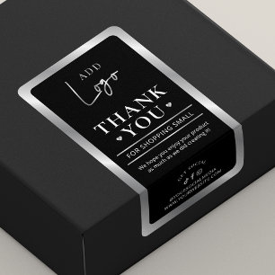 Étiquette Logo noir et argent Merci de commande