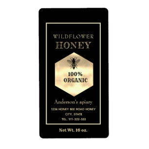 Étiquette logo or moderne miel bebe miel pot de miel