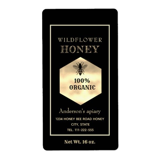 Étiquette logo or moderne miel bebe miel pot de miel (Devant)