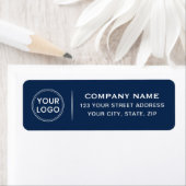 Étiquette Logo personnalisé élégant bleu foncé adresse de re (En situation)