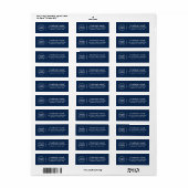 Étiquette Logo personnalisé élégant bleu foncé adresse de re (Feuille entière)