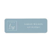 Étiquette Logo promotionnel personnalisé bleu simple (Devant)