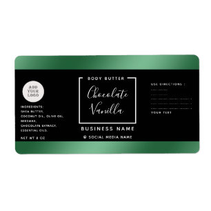 Étiquette Logo simple de typographie lux noir vert cosmétiqu