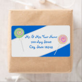 Étiquette Lollipop Candy Trésors Blue Adresse (En situation)