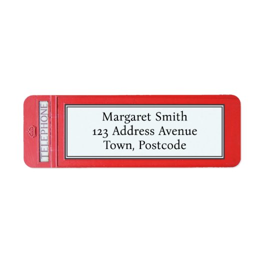 Étiquette London Red Telephone Box Adresse de retour personn (Devant)