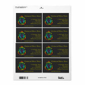 Étiquette Lord Ganesha coloré sur noir (Feuille entière)