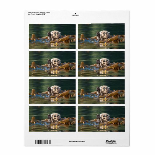 Étiquette Loup de mer agité (Feuille entière)