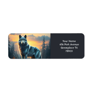 Étiquette Loup mignon Imaginaire Sur Rocher