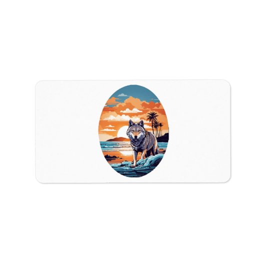 Étiquette Loup sur la plage (Devant)