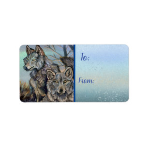 Étiquette Loups de l'Arctique~Étiquette cadeau à et de Stick