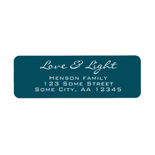 Étiquette Love and Light Script Blue Green Christmas Adresse (Devant)