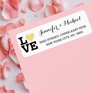 Étiquette Love Faux Gold Heart Mariage personnalisé Valentin
