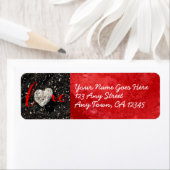 Étiquette LOVE Heart Black Sand Script Modern Custom Address (En situation)