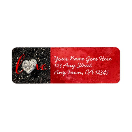 Étiquette LOVE Heart Black Sand Script Modern Custom Address (Devant)
